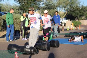 2015 Fun Run participants at a boot camp station